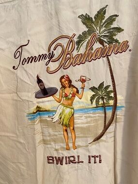 Tommy Bahama Tropical Button-Up Size L Hula Girl Embroidered Swirl It EUC  S/S
